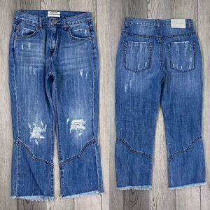 One By One Teaspoon Women Size 24 Denim High Rise Cropped Kick Flare Cotton Jean